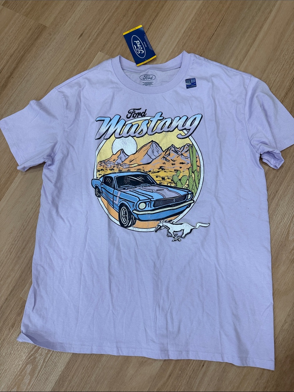 Ford Mustang Graphic Tee in Light Lavender with Car graphic